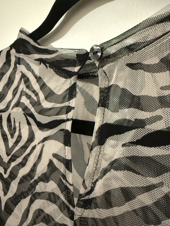 Dressed in Lala Black & White Zebra Print Mesh Maxi Dress - Picture 4 of 10